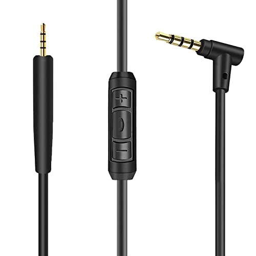Ersatz-Audiokabel für Bose QC25, QC35, QuietComfort 25, QuietComfort 35, On-Ear 2, OE2i Kopfhörer, Inline-Mikrofon/Fernbedienung, Schwarz von BINGLE