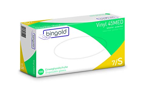 BINGOLD Einmalhandschuhe Vinylhandschuhe Vinyl 45MED transparent, Größe S, 100-er Pack BINGOLD Einmalhandschuhe Vinylhandschuhe Vinyl 45MED transparent, Größe S, 100-er Pack von BINGOLD
