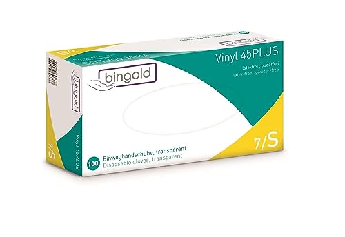 Bingold Einmalhandschuhe Vinyl 45PLUS transparent, Größe S, 100-er Pack Bingold Einmalhandschuhe Vinyl 45PLUS transparent, Größe S, 100-er Pack von Bingold