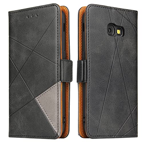BININIBI Handyhülle Kompatibel Mit Samsung Galaxy A3 2017 Hülle, Samsung A3 (2017) Lederhülle, Magnetverschluss, Kartenfach, Tasche Flip Case Brieftasche Klapphülle, Schwarz von BININIBI