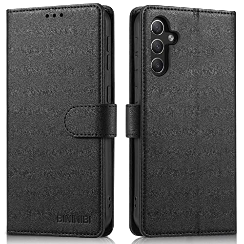 BININIBI Handyhülle Samsung Galalxy A14 5G/A14 4G, Klapphülle Galaxy A14 5G Leder Hülle, Samsung A14 4G Handytasche mit [Kartenschlitz] [Magnet] [Standfunktion] für Samsung A14, Schwarz von BININIBI