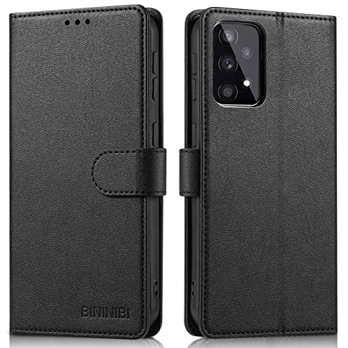 BININIBI Handyhülle für Samsung Galalxy A53 5G, Klapphülle für Galaxy A53 5G Leder Hülle, Lederhülle Handytasche mit [Kartenschlitz] [Magnet] [Standfunktion] für Samsung A53 5G, Schwarz von BININIBI