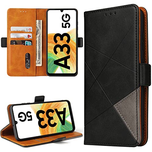 BININIBI Hülle Samsung Galaxy A33 5G, Klapphülle Handyhülle Schutzhülle für Galaxy A33 5G Tasche, Lederhülle Handytasche mit [Kartenfach] [Standfunktion] [Magnetisch] für Samsung A33 5G, Schwarz von BININIBI