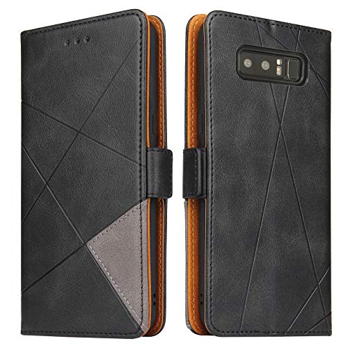 BININIBI Hülle Samsung Note 8, Klapphülle Handyhülle Schutzhülle Galaxy Note 8 Tasche, Lederhülle Handytasche mit [Kartenfach] [Standfunktion] [Magnetisch] für Samsung Galaxy Note 8, Schwarz Grau von BININIBI