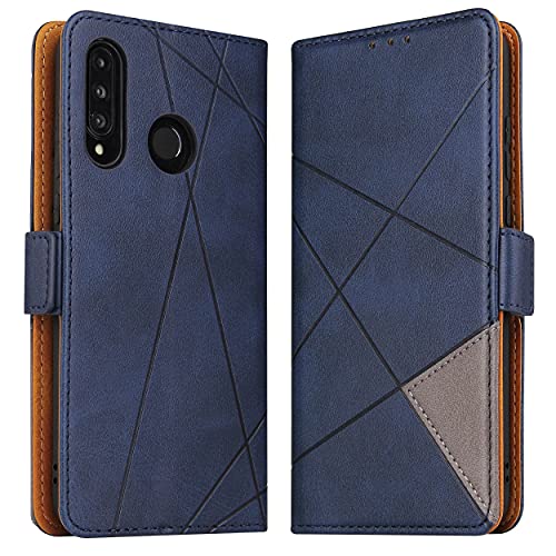 BININIBI Hülle für Huawei P30 Lite, Klapphülle Handyhülle Schutzhülle für Huawei P30 Lite Tasche, Lederhülle Handytasche mit [Kartenfach] [Standfunktion] [Magnetisch] für Huawei P30 Lite, Blau von BININIBI