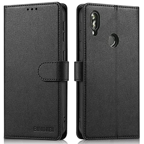 BININIBI Newest Handyhülle für Huawei P20 Lite, Klapphülle für Huawei P20 Lite Leder Hülle, Lederhülle Handytasche mit [Kartenschlitz] [Magnet] [Standfunktion] für Huawei P20 Lite, Schwarz von BININIBI