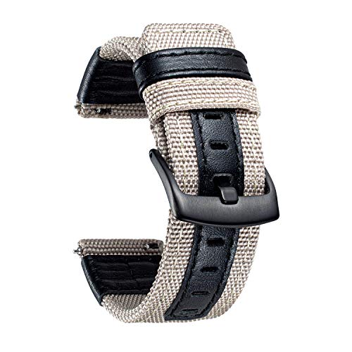 20mm Canvas Ersatzarmband Kompatibel mit Samsung Galaxy Watch 3 41mm/Active2 40mm 44mm/Gear S2,Segeltuch Armband für Huawei Watch GT2 42mm/Garmin Vivoactive 3/Forerunner/Vivomove von BINLUN