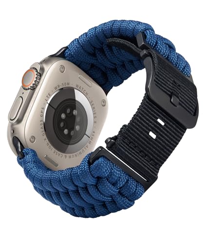BINLUN Kompatibel mit Apple Watch Armband 49mm 46mm 45mm 44mm 42mm, Geflochten Paracord Nylon Sport Ersatzarmband Passt für iWatch Ultra2 Ultra Serie 10/9/8/7/SE2/SE/6/5/4/3/2/1 Herren Damen von BINLUN