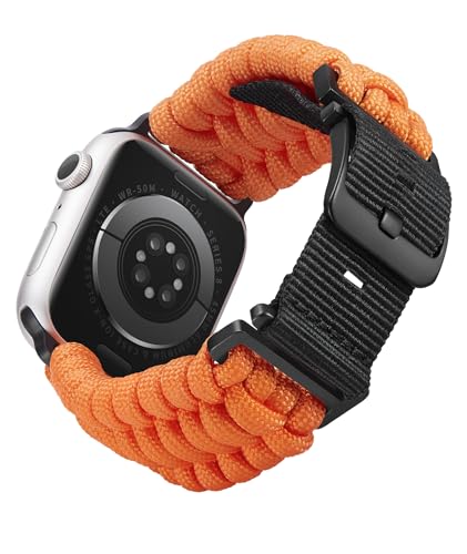 BINLUN Kompatibel mit Apple Watch Armband 49mm 46mm 45mm 44mm 42mm, Geflochten Paracord Nylon Sport Ersatzarmband Passt für iWatch Ultra2 Ultra Serie 10/9/8/7/SE2/SE/6/5/4/3/2/1 Herren Damen von BINLUN