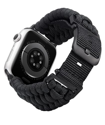BINLUN Kompatibel mit Apple Watch Armband 49mm 46mm 45mm 44mm 42mm, Geflochten Paracord Nylon Sport Ersatzarmband Passt für iWatch Ultra2 Ultra Serie 10/9/8/7/SE2/SE/6/5/4/3/2/1 Herren Damen von BINLUN