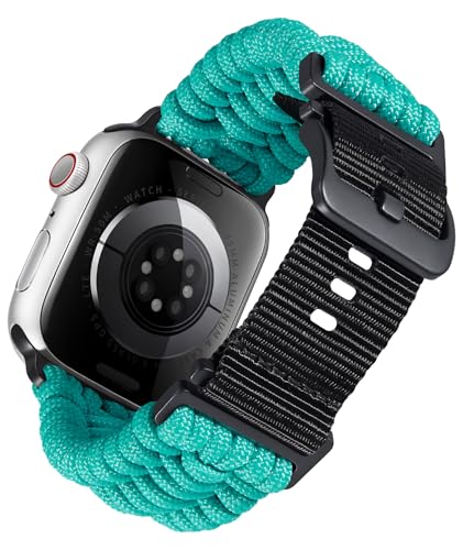 BINLUN Kompatibel mit Apple Watch Armband 49mm 46mm 45mm 44mm 42mm, Geflochten Paracord Nylon Sport Ersatzarmband Passt für iWatch Ultra2 Ultra Serie 10/9/8/7/SE2/SE/6/5/4/3/2/1 Herren Damen von BINLUN