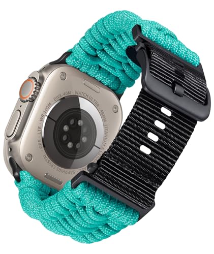 BINLUN Kompatibel mit Apple Watch Armband 49mm 46mm 45mm 44mm 42mm, Geflochten Paracord Nylon Sport Ersatzarmband Passt für iWatch Ultra2 Ultra Serie 10/9/8/7/SE2/SE/6/5/4/3/2/1 Herren Damen von BINLUN