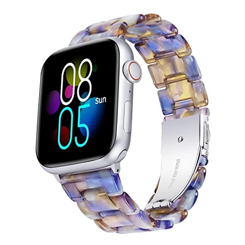 BINLUN Harz Uhrenarmband Kompatibel mit Apple Watch 38mm 40mm 41mm 42mm 44mm 45mm 49mm für Damen Herren Uhrenarmbänder für iWatch Serie Ultra SE 9 8 7 6 5 4 3 2 1 Licht Mode von BINLUN