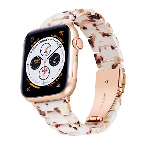 BINLUN Harz Uhrenarmband Kompatibel mit Apple Watch 38mm 40mm 41mm 42mm 44mm 45mm 49mm für Damen Herren Uhrenarmbänder für iWatch Serie Ultra SE 9 8 7 6 5 4 3 2 1 Licht Mode von BINLUN