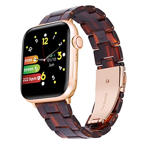 BINLUN Harz Uhrenarmband Kompatibel mit Apple Watch 38mm 40mm 41mm 42mm 44mm 45mm 49mm für Damen Herren Uhrenarmbänder für iWatch Serie Ultra SE 9 8 7 6 5 4 3 2 1 Licht Mode von BINLUN