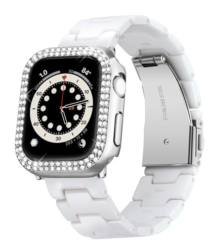 BINLUN Harzband mit Gehäuse Kompatibel mit Apple Watch Armband 40mm 41mm 44mm 45mm für Damen Ersatzband Ideal für iWatch für Frauen von BINLUN