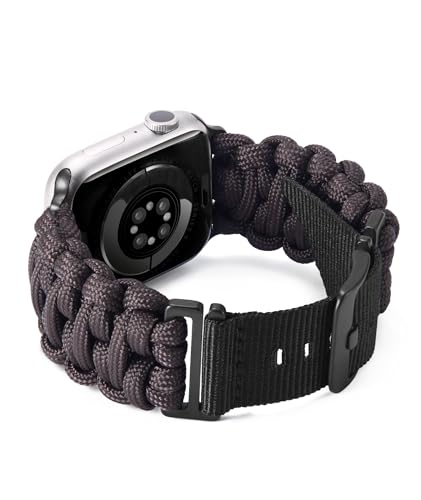 BINLUN Kompatibel mit Apple Watch Armband Paracord 550 49mm Militär Stil Robustes Nylon Sportarmband Ersatzarmband für iWatch Ultra Herren Damen 8 Farben(Braun) von BINLUN