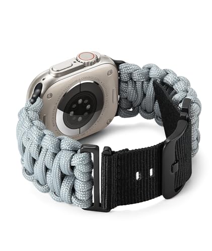 BINLUN Kompatibel mit Apple Watch Armband Paracord 550 49mm Militär Stil Robustes Nylon Sportarmband Ersatzarmband für iWatch Ultra Herren Damen 8 Farben(Grau) von BINLUN