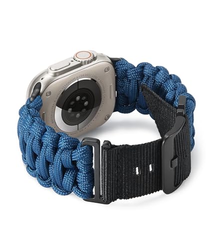 BINLUN Kompatibel mit Apple Watch Armband Paracord 550 49mm Militär Stil Robustes Nylon Sportarmband Ersatzarmband für iWatch Ultra Herren Damen 8 Farben(Königsblau) von BINLUN