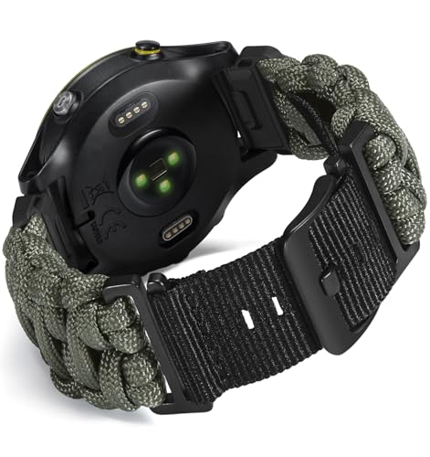 BINLUN Kompatibel mit Garmin Armband Nylon Paracord 550 20MM/22MM/26MM Militär Sports Robustes Für Quickfit-Armband Geflochtene Ersatzarmband Passt Für Fenix/für Forerunner/Für Descent/Für Instinct von BINLUN
