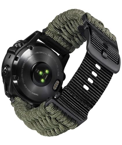 BINLUN Kompatibel mit Garmin Armband 20mm 22mm 26mm, Geflochtene Paracord Nylon Armbänder Passt für Quickfit Militär Sports Ersatzarmband für Forerunner/für Instinct/für Fenix/für Descent Herren von BINLUN