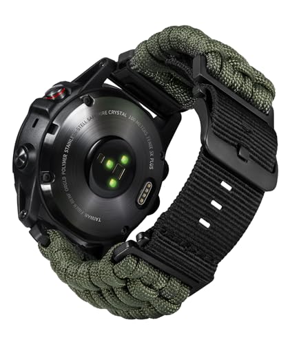 BINLUN Kompatibel mit Garmin Armband 20mm 22mm 26mm, Geflochtene Paracord Nylon Armbänder Passt für Quickfit Militär Sports Ersatzarmband für Forerunner/für Instinct/für Fenix/für Descent Herren von BINLUN