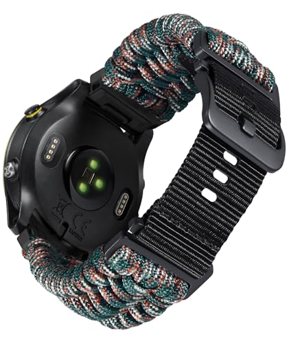 BINLUN Kompatibel mit Garmin Armband 20mm 22mm 26mm, Geflochtene Paracord Nylon Armbänder Passt für Quickfit Militär Sports Ersatzarmband für Forerunner/für Instinct/für Fenix/für Descent Herren von BINLUN