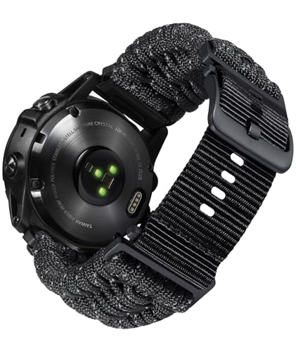 BINLUN Kompatibel mit Garmin Armband 20mm 22mm 26mm, Geflochtene Paracord Nylon Armbänder Passt für Quickfit Militär Sports Ersatzarmband für Forerunner/für Instinct/für Fenix/für Descent Herren von BINLUN