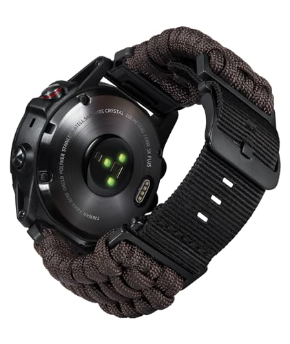 BINLUN Kompatibel mit Garmin Armband 22mm/26mm, Geflochtene 550-Paracord Nylon Uhrenarmband Passt für Forerunner/für Instinct/für Fenix/für Descent Robuste Sports Ersatzarmband für Herren Damen von BINLUN