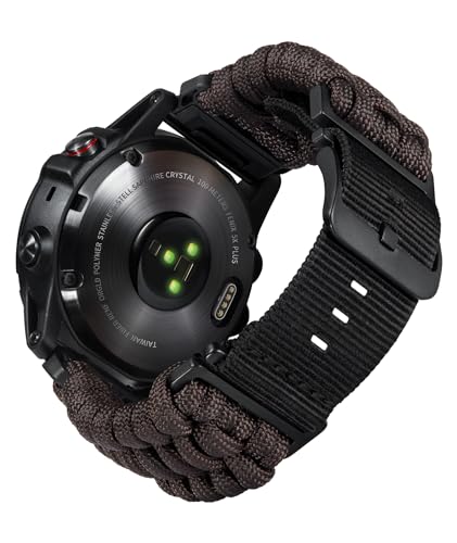 BINLUN Kompatibel mit Garmin Armband 20mm 22mm 26mm, Geflochtene Paracord Nylon Armbänder Passt für Quickfit Militär Sports Ersatzarmband für Forerunner/für Instinct/für Fenix/für Descent Herren von BINLUN