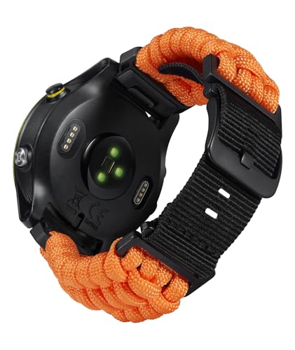 BINLUN Kompatibel mit Garmin Armband 22mm/26mm, Geflochtene 550-Paracord Nylon Uhrenarmband Passt für Forerunner/für Instinct/für Fenix/für Descent Robuste Sports Ersatzarmband für Herren Damen von BINLUN