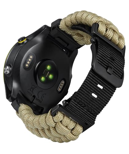 BINLUN Kompatibel mit Garmin Armband 22mm/26mm, Geflochtene 550-Paracord Nylon Uhrenarmband Passt für Forerunner/für Instinct/für Fenix/für Descent Robuste Sports Ersatzarmband für Herren Damen von BINLUN