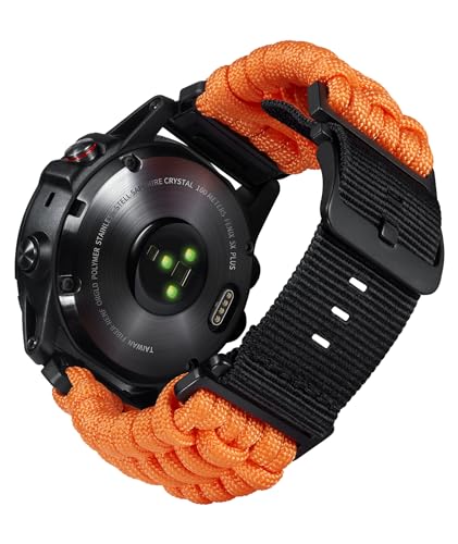 BINLUN Kompatibel mit Garmin Armband 22mm/26mm, Geflochtene 550-Paracord Nylon Uhrenarmband Passt für Forerunner/für Instinct/für Fenix/für Descent Robuste Sports Ersatzarmband für Herren Damen von BINLUN