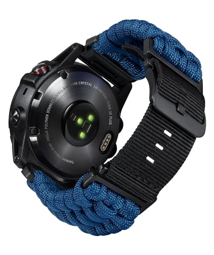 BINLUN Kompatibel mit Garmin Armband 20mm 22mm 26mm, Geflochtene Paracord Nylon Armbänder Passt für Quickfit Militär Sports Ersatzarmband für Forerunner/für Instinct/für Fenix/für Descent Herren von BINLUN