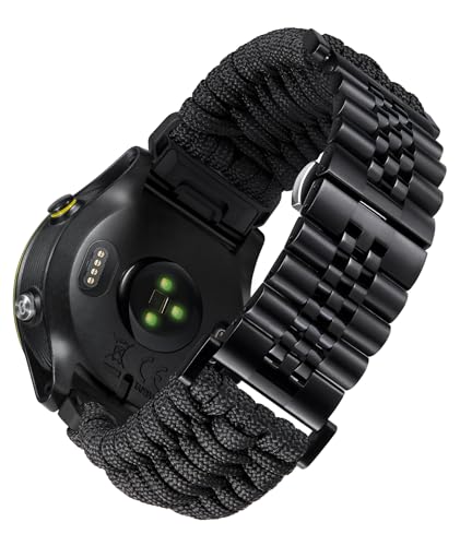 BINLUN Kompatibel mit Garmin Armband 22mm 26mm Geflochtene 550 Paracord Edelstahl Uhrenarmband Kompatibel mit Quickfit Kompatibel mit Fenix Kompatibel mit Forerunner Kompatibel mit Approach Schwarz BINLUN Kompatibel mit Garmin Armband 22mm 26mm Geflochtene 550 Paracord Edelstahl Uhrenarmband Kompatibel mit Quickfit Kompatibel mit Fenix Kompatibel mit Forerunner Kompatibel mit Approach Schwarz von BINLUN
