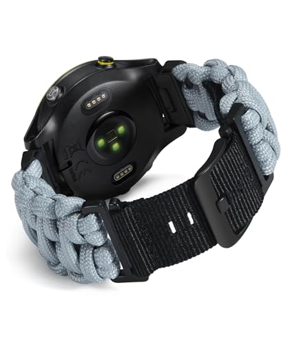 BINLUN Uhrenarmband Kompatibel mit Garmin Paracord 550 22mm Militär Robustes Schnellverschluss Nylon Ersatzarmband für Garmin für Fenix für Forerunner für MARQ für Approach(Grau,22mm) von BINLUN