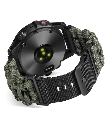 BINLUN Uhrenarmband Kompatibel mit Garmin Paracord 550 26mm Militär Robustes Schnellverschluss Nylon Ersatzarmband für Garmin für Fenix für Enduro für Tactix für D2(Militärgrün,26mm) von BINLUN