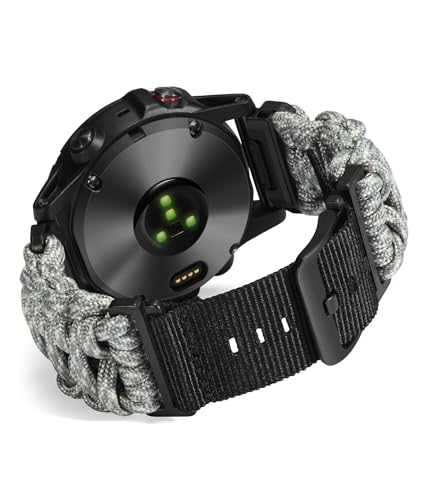 BINLUN Uhrenarmband Kompatibel mit Garmin Paracord 550 26mm Militär Robustes Schnellverschluss Nylon Ersatzarmband für Garmin für Fenix für Enduro für Tactix für D2(Tarngrün,26mm) von BINLUN