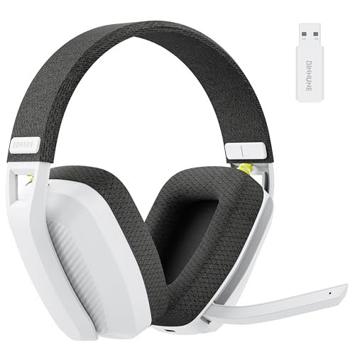 BINNUNE 2.4GHz Wireless Gaming Headset mit ENC Noise-Cancelling für PS4 PS5 PC, Wireless Bluetooth Gaming Kopfhörer mit Mikrofon und 48 Stunden Akkulaufzeit von BINNUNE