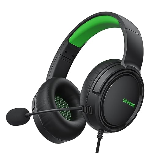 BINNUNE Gaming Headset mit Mikrofon für Xbox Series X|S Xbox1 PS4 PS5 PC Switch, Gaming Kopfhörer mit Kabel und Noise Cancelling PS5 Headset, Grün von BINNUNE