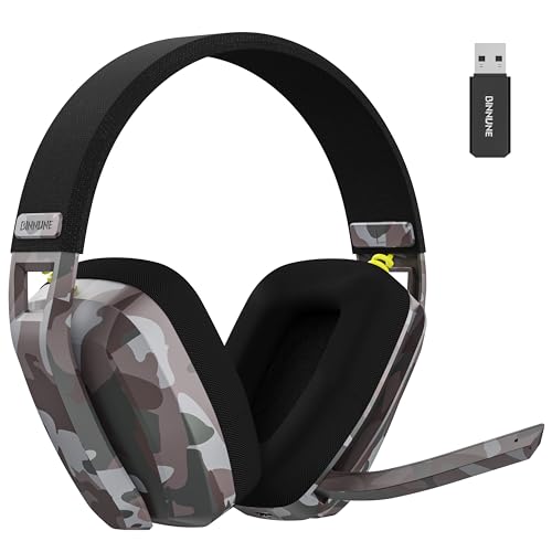 BINNUNE Wireless Gaming Headset, 2.4GHz USB Gaming Kopfhörer für PS5, PS4, PC, Mac, Playstation 4 und 5, Wireless Bluetooth Gaming Headset mit Mikrofon und ENC Noise-Cancelling für Laptop&Computer von BINNUNE