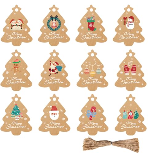 geschenkanhänger weihnachten kraftpapier,48 pcs baumschmuck Weihnachtsbaum Geform geschenkanhänger kraftpapier mit kordel weihnachten für deko weihnachten geschenke geschenkanhänger weihnachten kraftpapier,48 pcs baumschmuck Weihnachtsbaum Geform geschenkanhänger kraftpapier mit kordel weihnachten für deko weihnachten geschenke von BINXWA