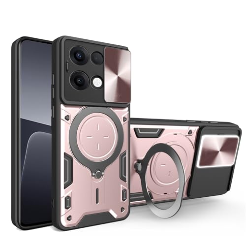 Hülle für OPPO Reno 13 5G Hülle Robuste Hülle mit Ständer Stoßfest Schiebeschutz Magnetische Autohalterung Ringhalter für OPPO Reno 13 Pro 5G (Roségold, Reno 13) von BIOPLJ