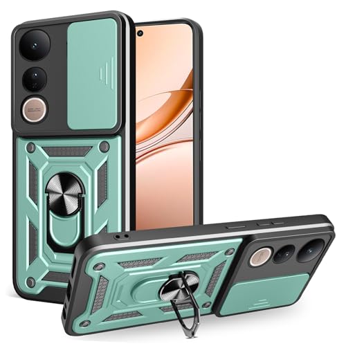 Hülle für Vivo V50 Lite, robuste Hülle mit Ständer, stoßfest, Schiebeschutz, magnetisch, Ringhalter, Autohalterung für Vivo V50 Lite (Grün) von BIOPLJ