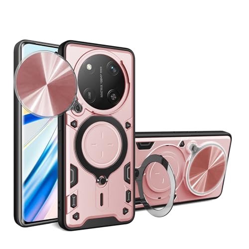 Schutzhülle für Honor Magic 7 Lite, robuste Schutzhülle mit Halterung, stoßfest, Armor Schiebekamera, Magnetschutz, Ringhalterung, Bumper für Honor X9C (Roségold) von BIOPLJ