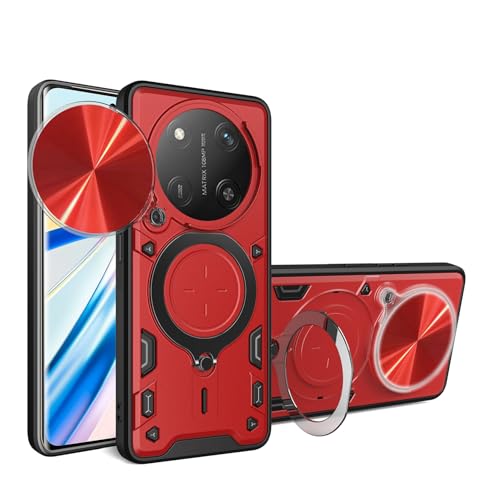 Schutzhülle für Honor Magic 7 Lite, strapazierfähig, mit Ständer, stoßfest, Kamera-Gleitschutz, magnetische Autohalterung, Ringhalterung, Stoßstange, für Honor X9C (Rot) von BIOPLJ
