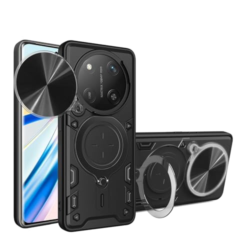 Schutzhülle für Honor Magic 7 Lite, strapazierfähig, mit Ständer, stoßfest, Kamera-Gleitschutz, magnetische Autohalterung, Ringhalterung, Stoßstange, für Honor X9C (Schwarz) von BIOPLJ