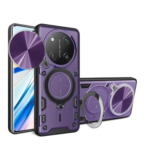 Schutzhülle für Honor Magic 7 Lite, strapazierfähig, mit Ständer, stoßfest, Kamera-Gleitschutz, magnetische Autohalterung, Ringhalterung, Stoßstange, für Honor X9C (lila) von BIOPLJ