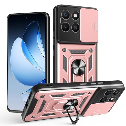 Schutzhülle für Honor X8C, strapazierfähig, mit Ständer, stoßfest, Kamera-Gleitschutz, magnetische Autohalterung, Ringhalterung, Stoßstange, für Honor X8C (Roségold) von BIOPLJ