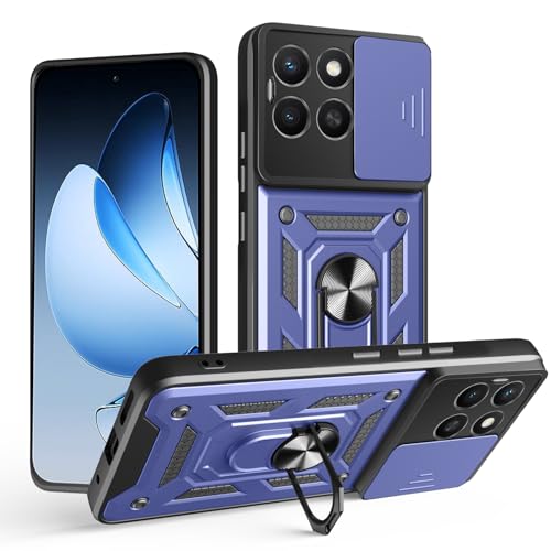 Schutzhülle für Honor X8C, strapazierfähig, mit Ständer, stoßfest, Kamera-Gleitschutz, magnetische Autohalterung, Ringhalterung, Stoßstange, für Honor X8C (blau) von BIOPLJ